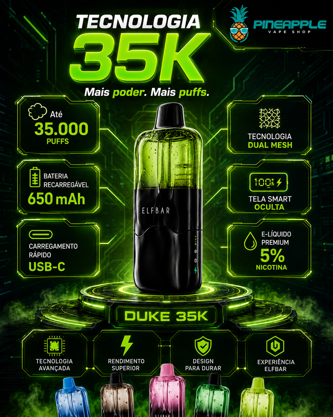 Elfbar Duke – 35.000 Puffs – Pod Descartável - Imagem 6